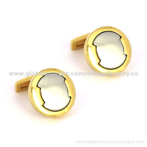 Stainless steel cufflinks with plating IP gold